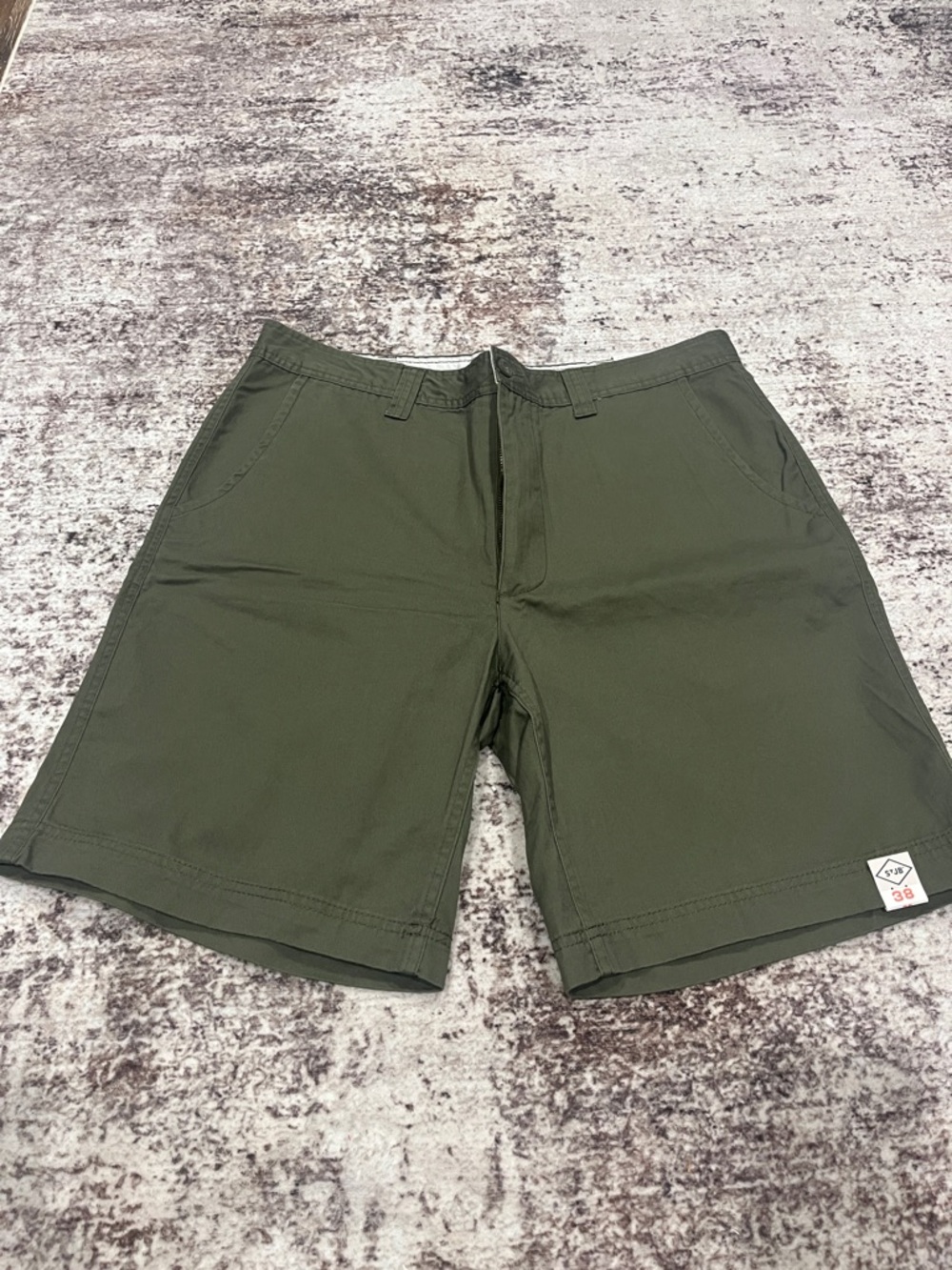 St. John's Bay Olive Green Flat-Front Men's Shorts 10”inseam